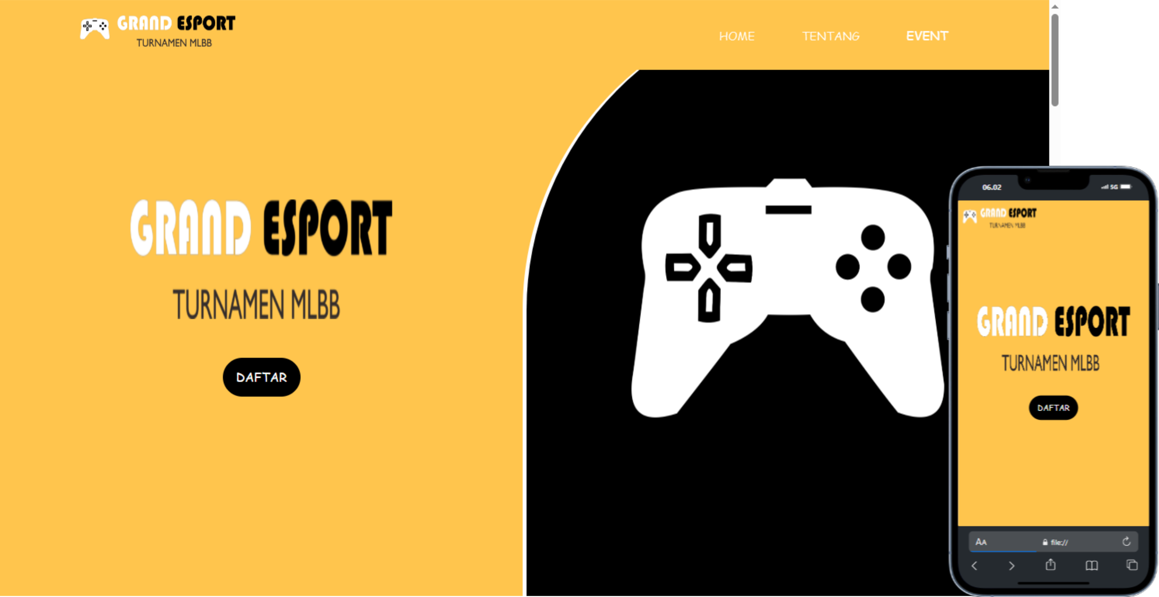 Aplikasi Web GrandEsport(Turnamen MLBB) - Mahbubil Gofur