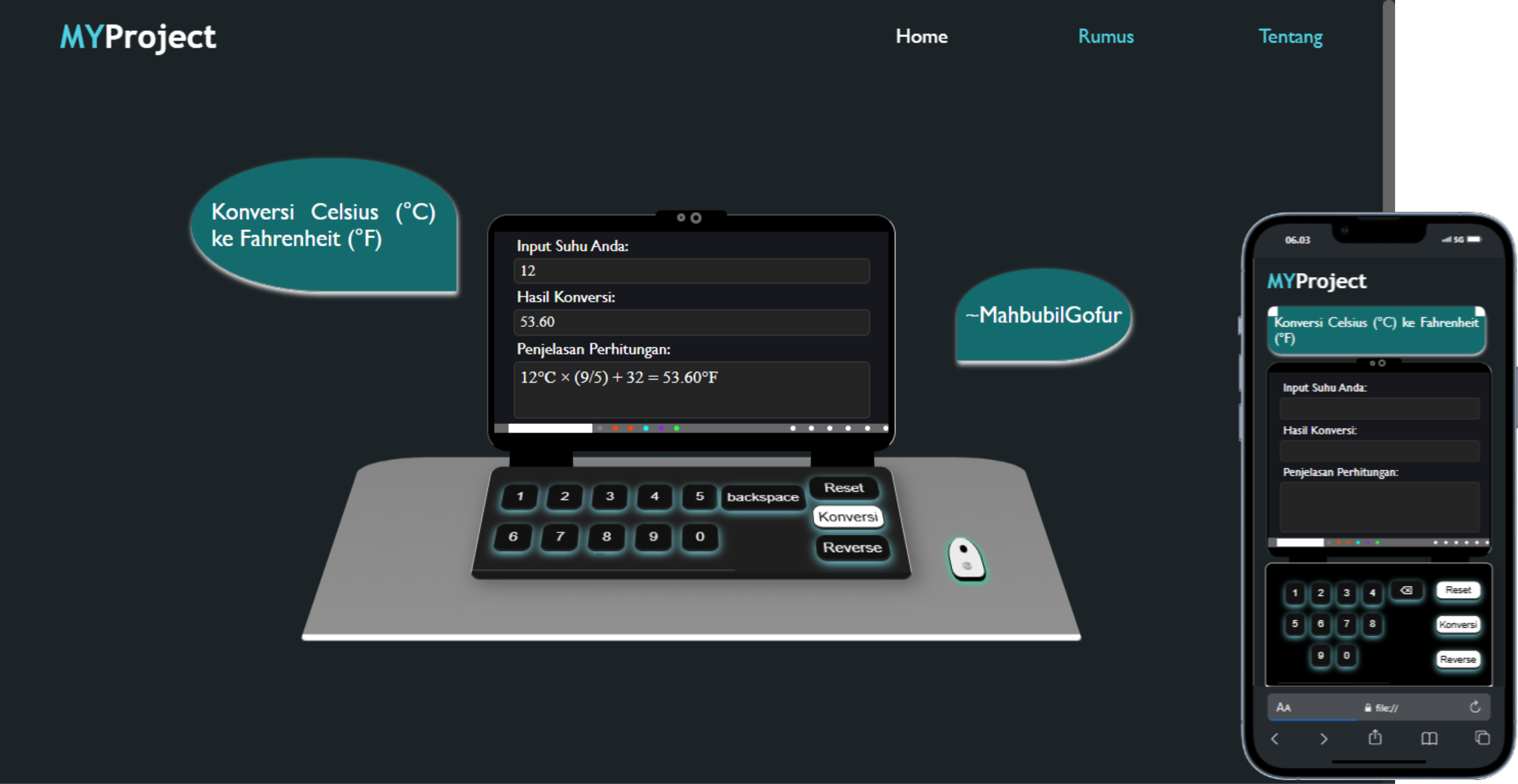 Aplikasi Web MyProject(Mengonversi Suhu) - Mahbubil Gofur