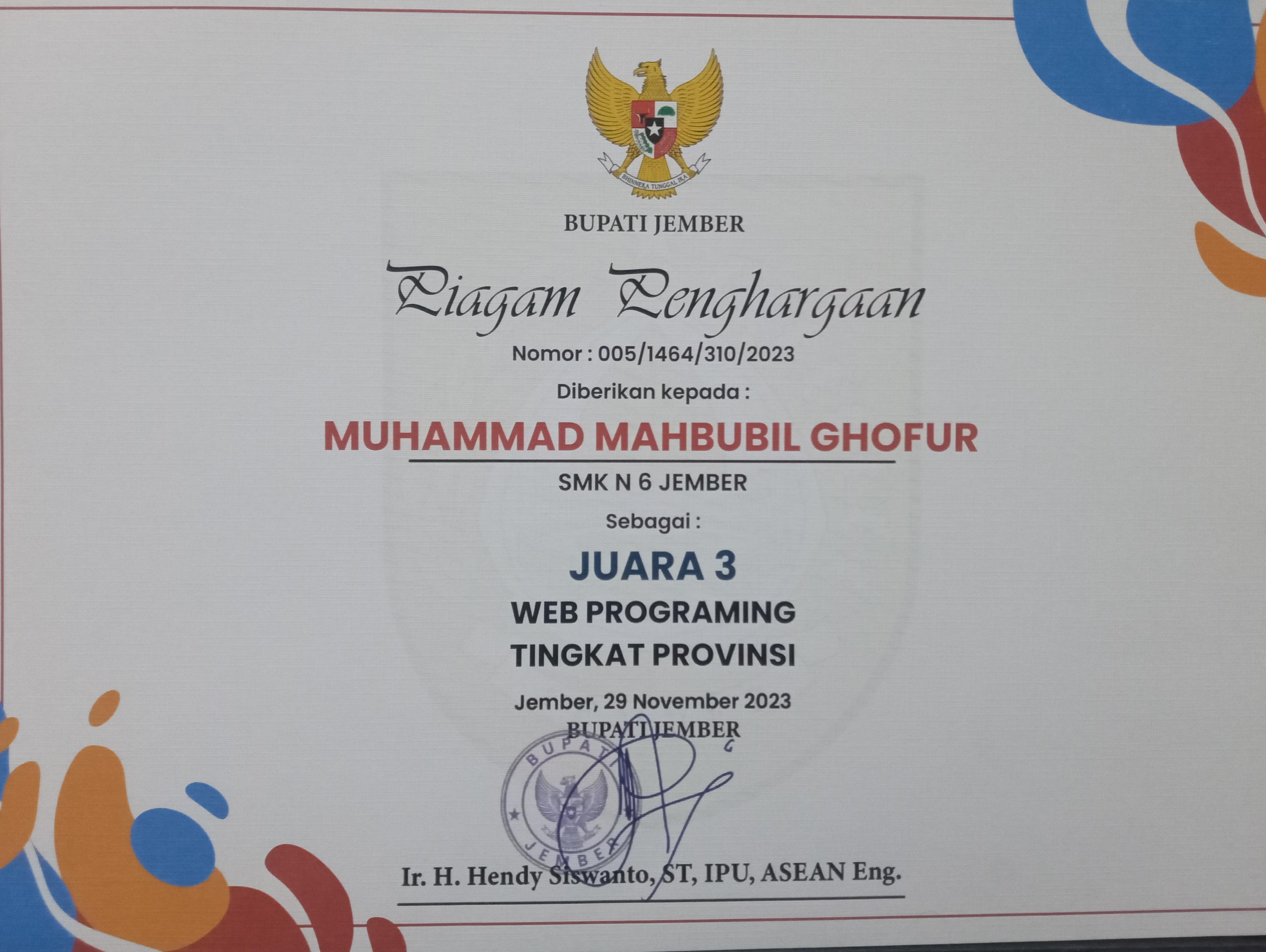 piagam - Mahbubil Gofur